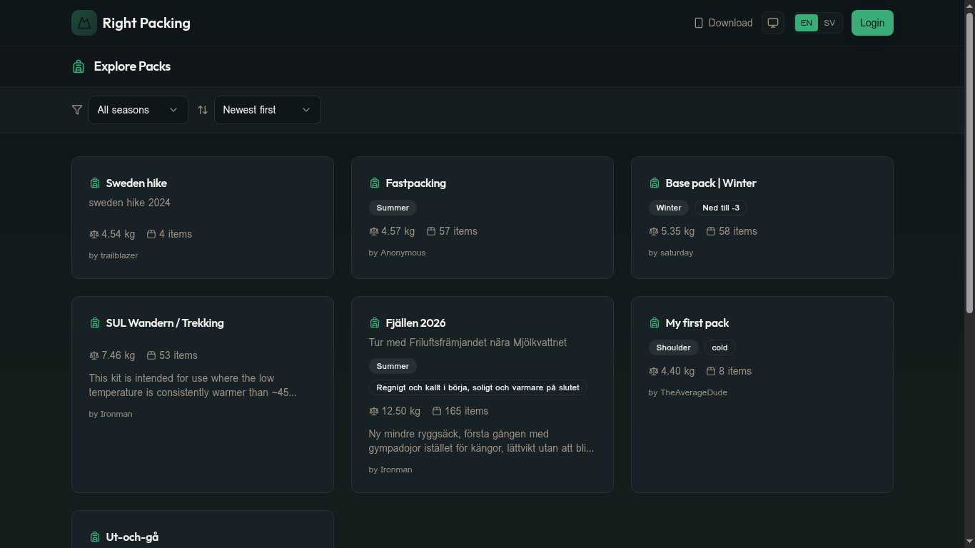 Explore Packs page showing community-shared packs